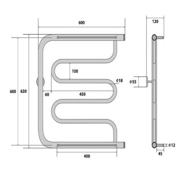 Водяной полотенцесушитель Energy Vega 600x600