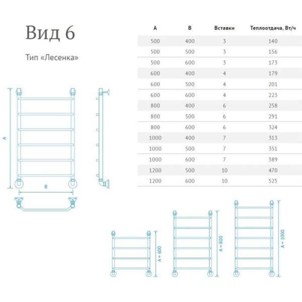Водяной полотенцесушитель Маргроид Вид 6 120*60