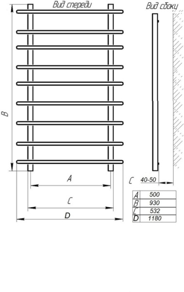 Водяной полотенцесушитель Тера БЕРЁЗКА ПСБ-14-09 500х1000