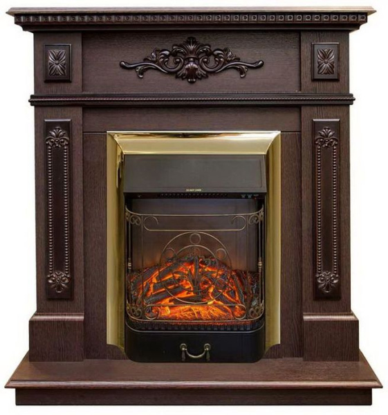 Электрокамин с классическим очагом 2D Real-Flame Lilian STD/EUG DN с очагами Fobos s Lux BL/BR, Majestic s Lux BL/BR