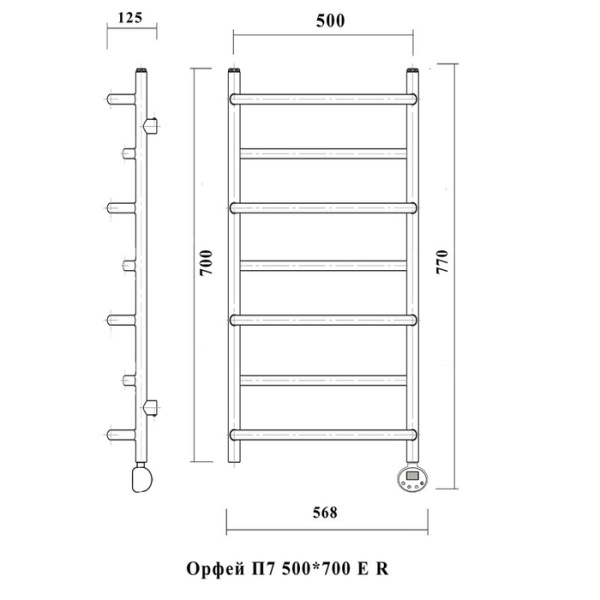 Электрический полотенцесушитель Domoterm Орфей П7 500*700 АБР ER