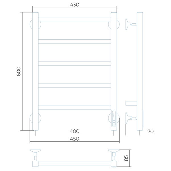 Электрический полотенцесушитель Larusso Феличия П5 400х600 9003 EL