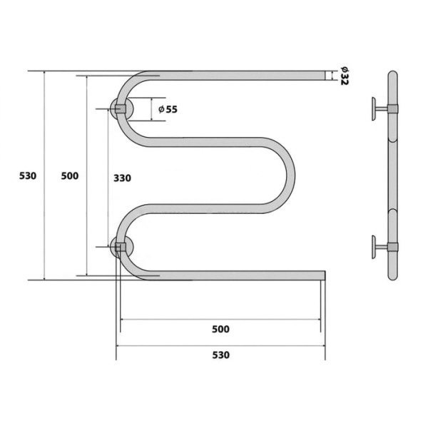 Водяной полотенцесушитель Energy Solo 500x500