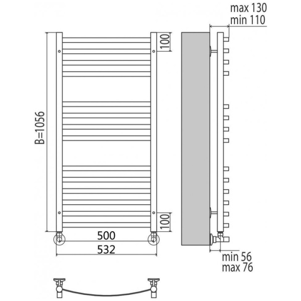 Водяной полотенцесушитель Terminus Авиэль П14 500х1200