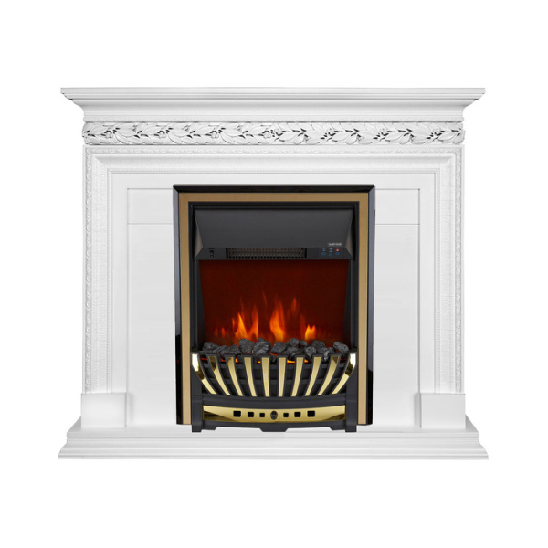 Электрокамин с классическим очагом 2D Royal Flame Valletta Белый с очагом Aspen Black/Gold
