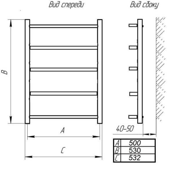 Водяной полотенцесушитель Тера ВИКТОРИЯ ПСБ-07-06 500х600