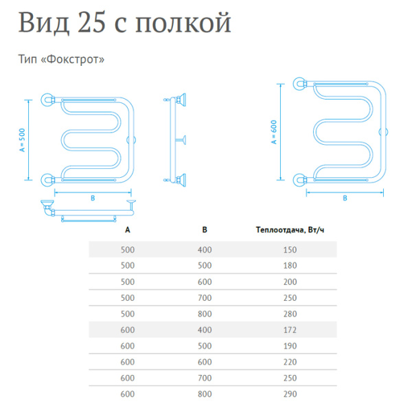 Водяной полотенцесушитель Маргроид Вид 25 (1") 60*40