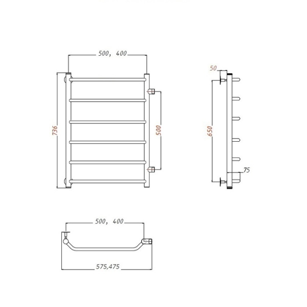 Водяной полотенцесушитель Тругор Браво ПМ 1 50х80х40 (ЛЦ4)