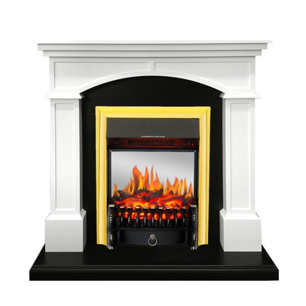 Электрокамин с классическим очагом 2D Royal Flame Langford с очагом Majestic FX / Fobos FX (Белый с черным)