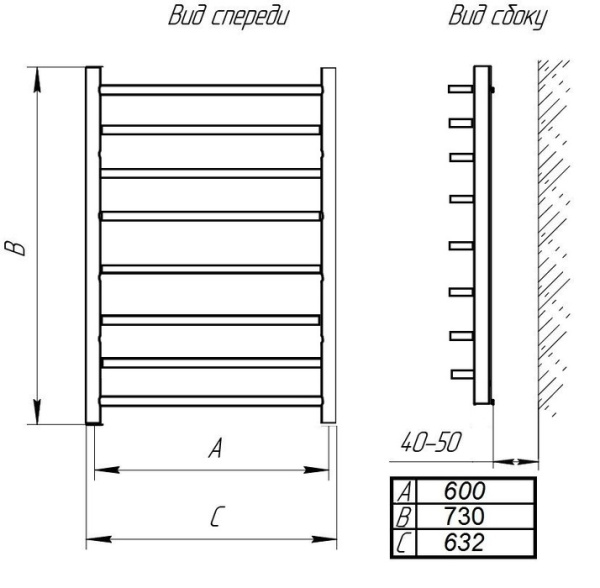 Водяной полотенцесушитель Тера БАТТЕРФЛЯЙ ПСБ-25-14 600х800