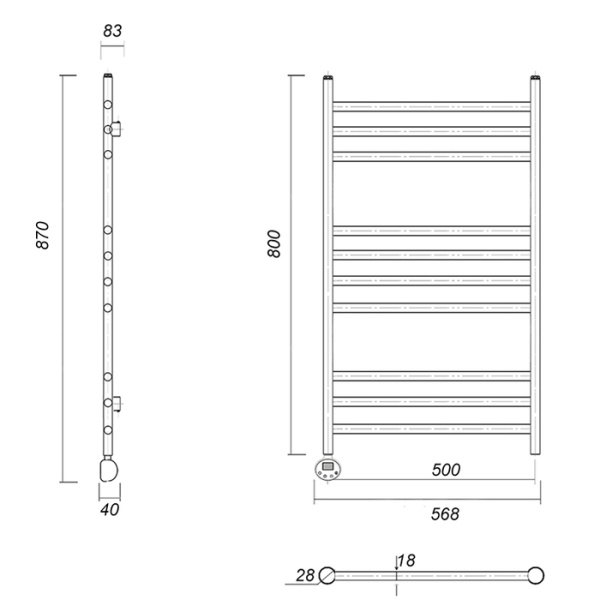 Электрический полотенцесушитель Domoterm Медея П10 500х800 АБР EL