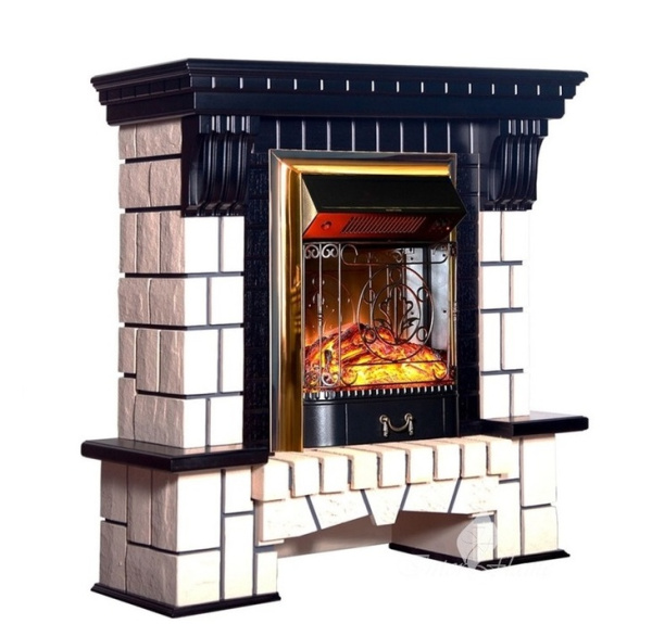 Каменный камин (портал+очаг) InterFlame Exter М / Экстер М с очагом Fobos/Majestic