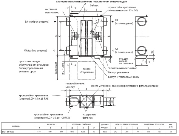 Приточно-вытяжная установка Mitsubishi Electric LGH-80 RX5-E / RVX-E