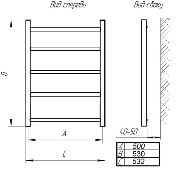 Водяной полотенцесушитель Тера ВОЛНА NEW ПСБ-17-06 500х600