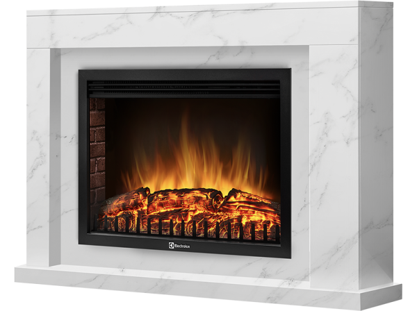 Широкий портал Firelight Simple 25 белый мрамор