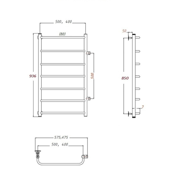 Водяной полотенцесушитель Тругор Идеал ПМ 1 50х100х40 (ЛЦ5)