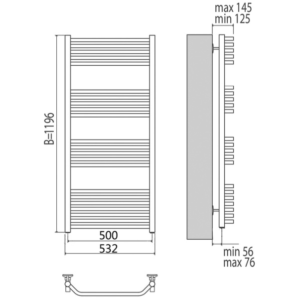 Водяной полотенцесушитель Terminus Виктория П22 500х1200
