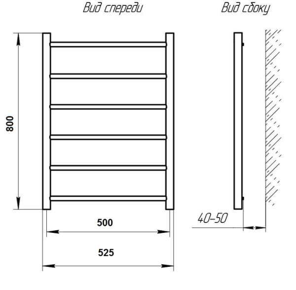 Электрический полотенцесушитель Тера Виктория эл. 500х800