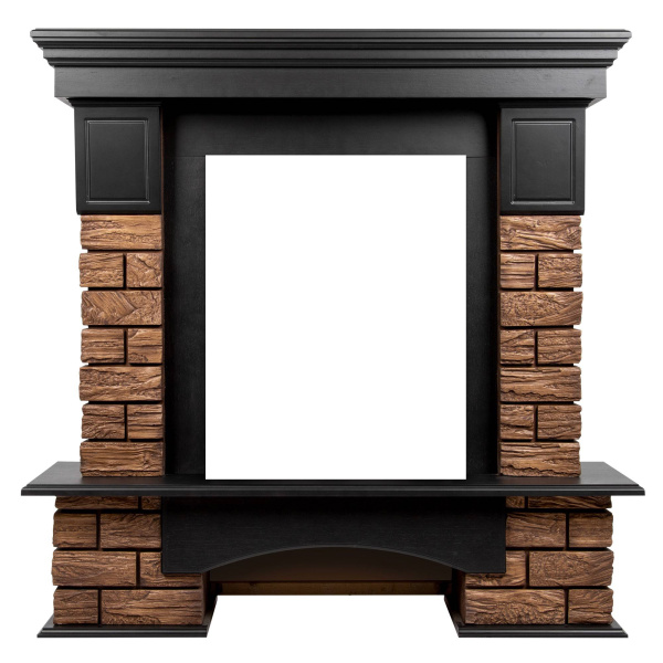 Классический портал для камина Firelight Forte Wood Classic камень темный, шпон венге