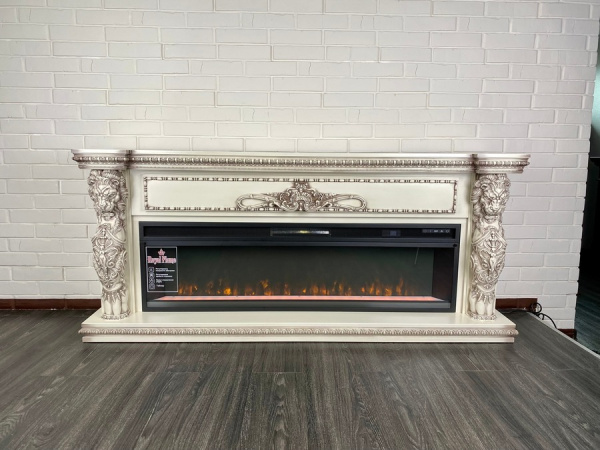 Линейный электрокамин Royal Flame Windsor 60 (cлоновая кость с темной патиной) с очагом Vision 60 LED