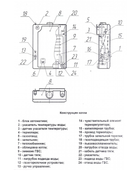 Настенный газовый котел Боринское ИШМА - 12,5 БСК контур ГВС медный