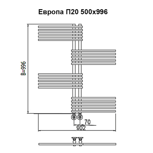 Электрический полотенцесушитель Terminus Европа П20 500*996 E L