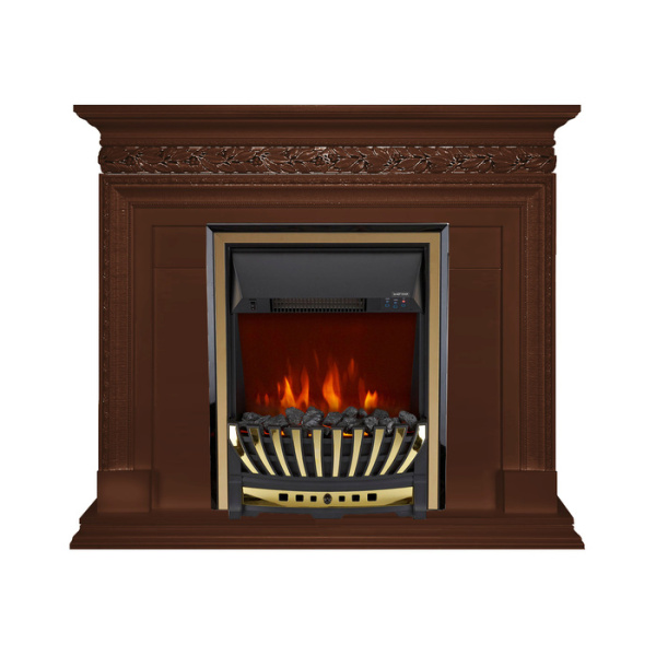 Электрокамин с классическим очагом 2D Royal Flame Valletta Темный дуб с очагом Aspen Black/Gold