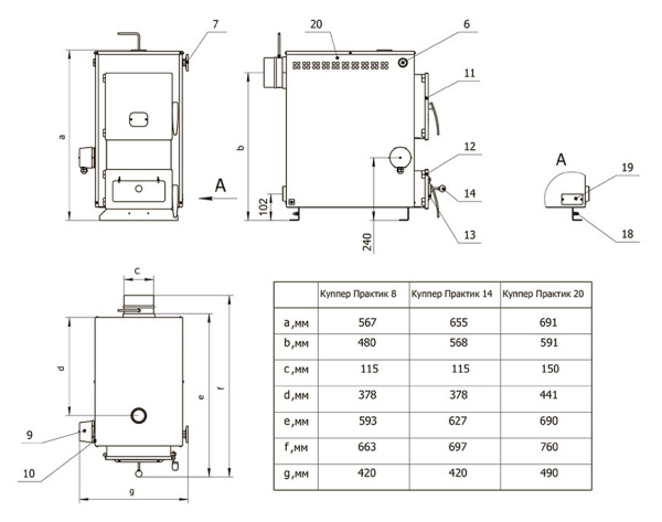 Твердотопливный котел Теплодар КУППЕР ПРАКТИК -8