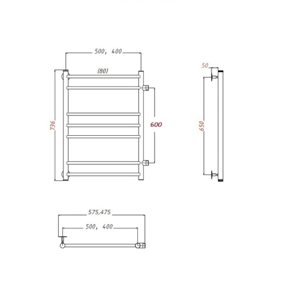 Водяной полотенцесушитель Тругор Аспект ПМ 3 60х80х40 (ЛЦ6)