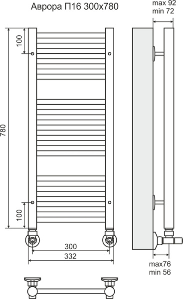 Водяной полотенцесушитель Terminus Аврора П16 300х800