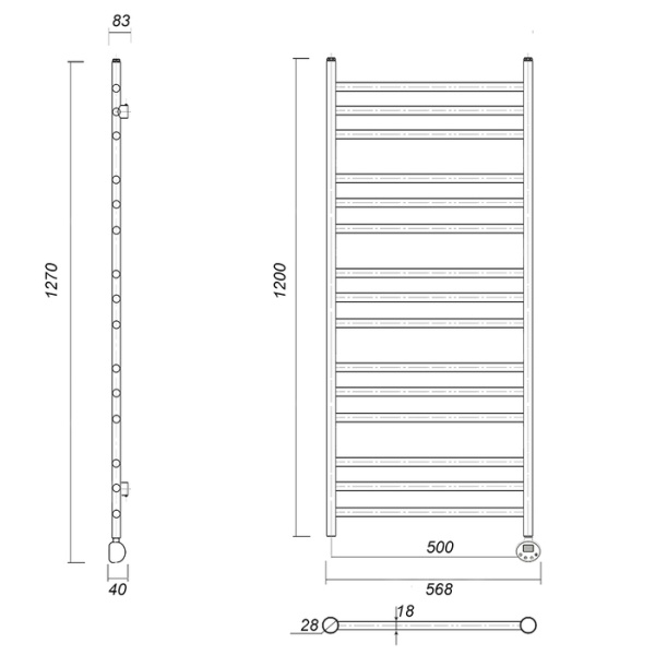 Электрический полотенцесушитель Domoterm Медея П15 500х1200 АБР ER