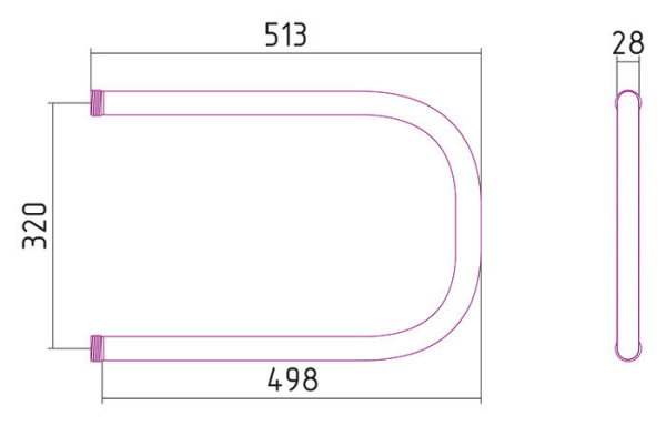 Водяной полотенцесушитель СТИЛЬЕ ПС П-обр. 320х500 резьба-сгон 1