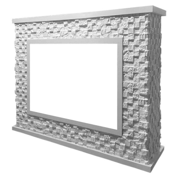 Широкий портал Firelight Quadro 25 камень песчаник античный белый, белая эмаль