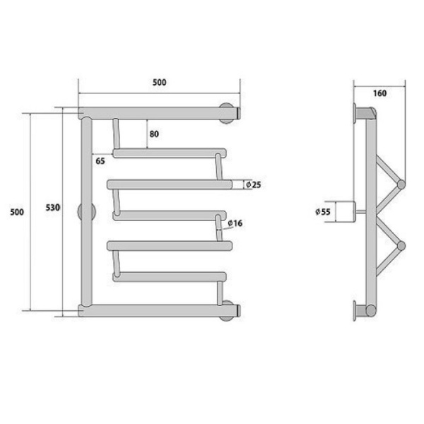 Водяной полотенцесушитель Energy Prima 500x500