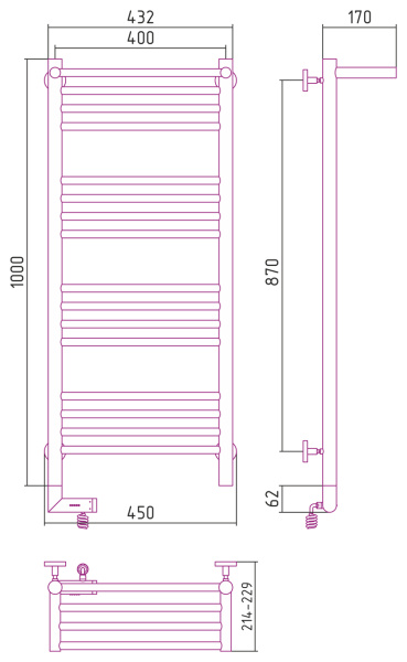 Электрический полотенцесушитель Сунержа Богема с полкой 2.0 1000х400 (00-5206-1040)