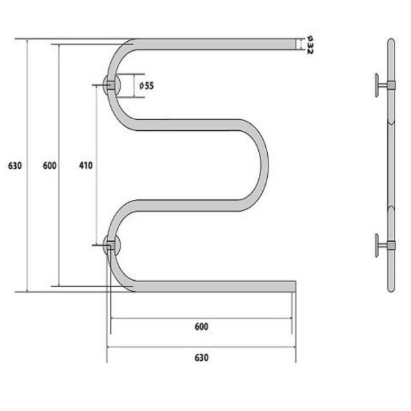 Водяной полотенцесушитель Energy Solo 600x600