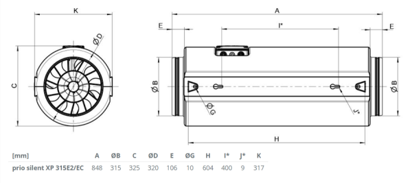 Канальный круглый вентилятор Systemair prio silent XP 315EC