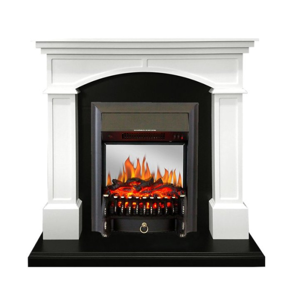 Электрокамин с классическим очагом 2D Royal Flame Langford с очагом Majestic FX / Fobos FX (Белый с черным)