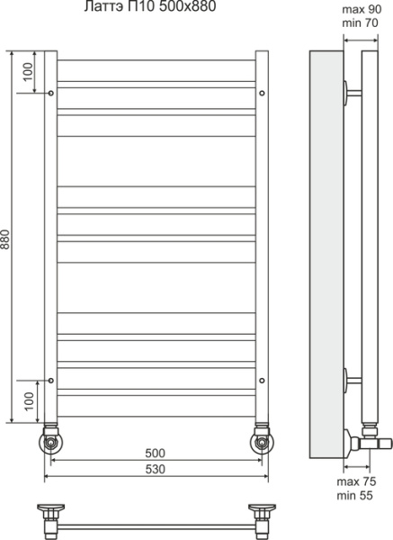 Водяной полотенцесушитель Terminus Латте П10 500*880