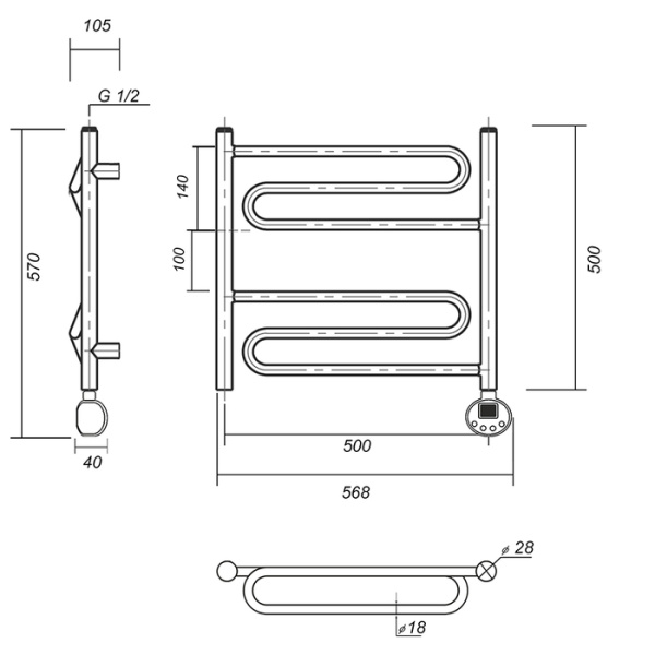 Электрический полотенцесушитель Domoterm Офелия П6 500*500 АБР ER