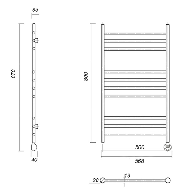 Электрический полотенцесушитель Domoterm Медея П10 500х800 АБР ER