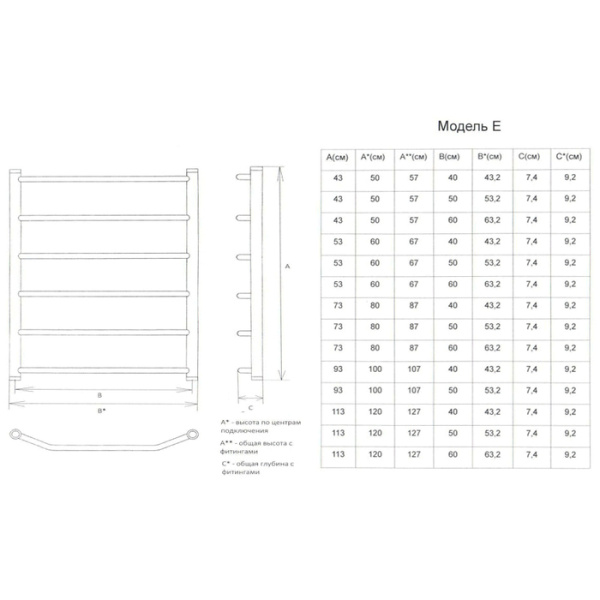Электрический полотенцесушитель Двин E (1" - 1/2) 120/60 el