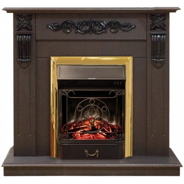 Камин в квартиру электрический Real-Flame Dominica STD/EUG DN с очагом Fobos s Lux BL/BR, Majestic s Lux BL/BR
