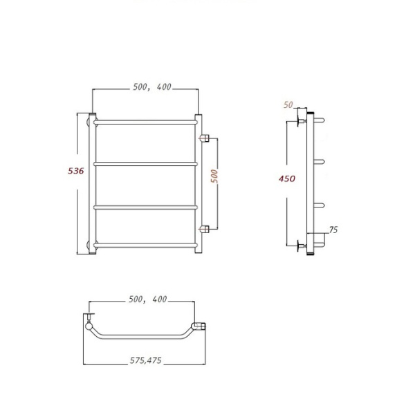 Водяной полотенцесушитель Тругор Браво ПМ 1 50х60х40 (ЛЦ4)