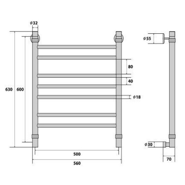 Водяной полотенцесушитель Energy Prestige 600x500