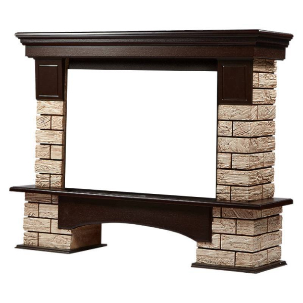 Широкий портал Firelight Forte Wood 30 камень коричневый, шпон темный дуб