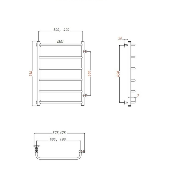Водяной полотенцесушитель Тругор Идеал ПМ 1 50х80х40 (ЛЦ5)
