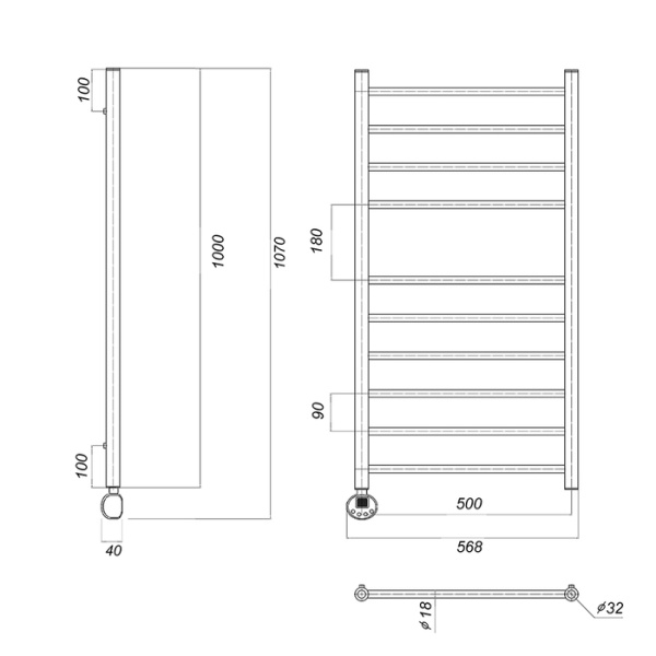 Электрический полотенцесушитель Domoterm Медея П10 500x1000 EL
