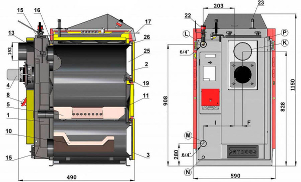 Твердотопливный котел Атмос DC 15 GS