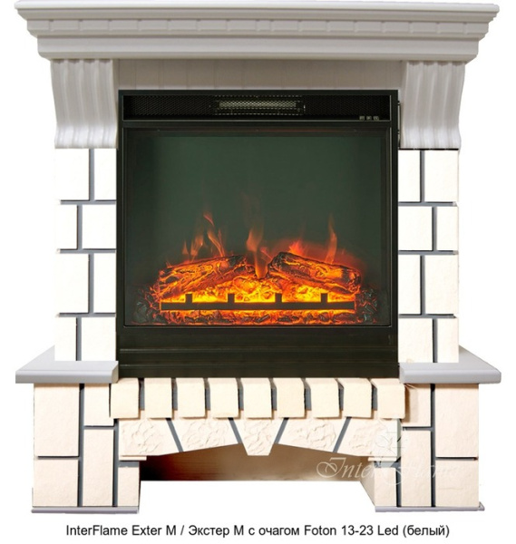 Каменный камин (портал+очаг) InterFlame Exter M / Экстер М с очагом Foton 23